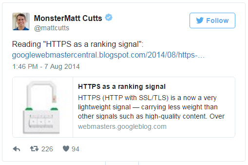 Google HTTPS boost SEO