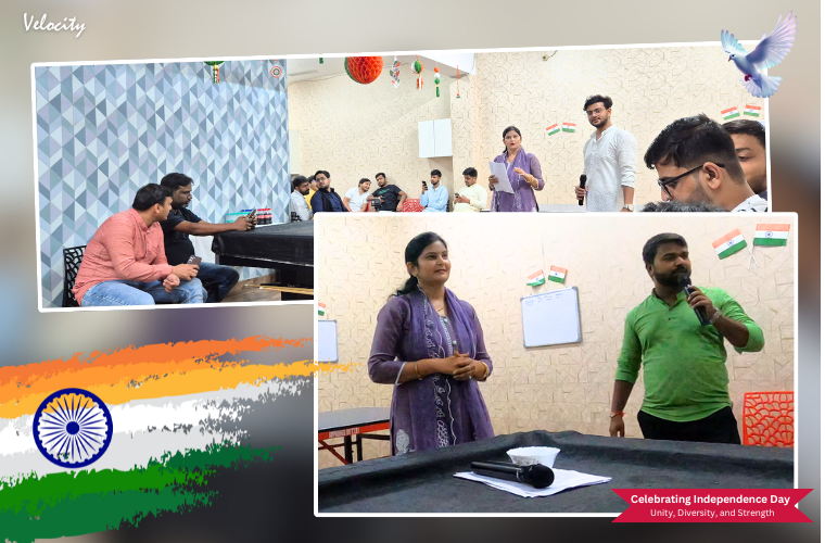 HR team organizing fun team-building games during the 79th Independence Day celebration at Velocity Software Solutions