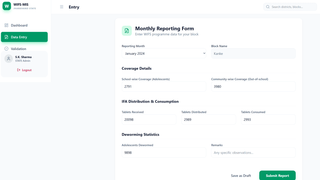 Case Study: Operationalization of WIFS-MIS Platform - 2018