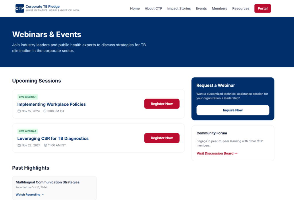 Corporate TB Pledge Digital Platform