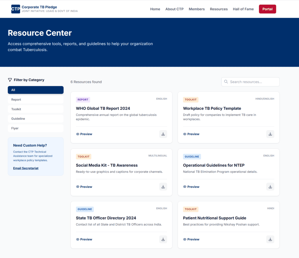 Corporate TB Pledge Digital Platform