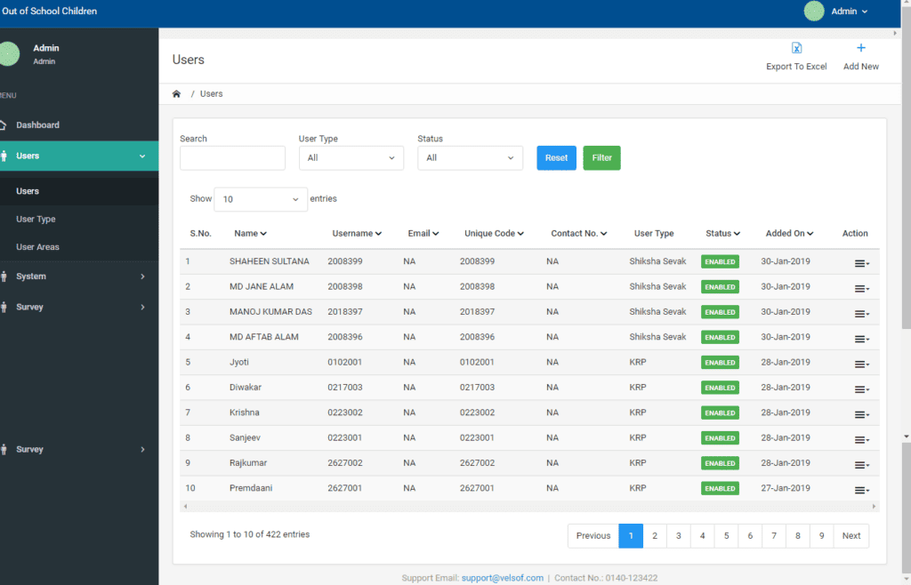 UNICEF New Delhi - Out-of-School Children (OOSC) Digital Application