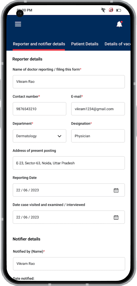 AEFI Reporting Application for Medical Colleges