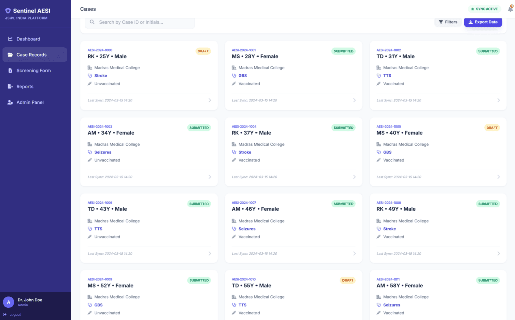 Sentinel Surveillance Application for Adverse Events of Special Interest (AESI)