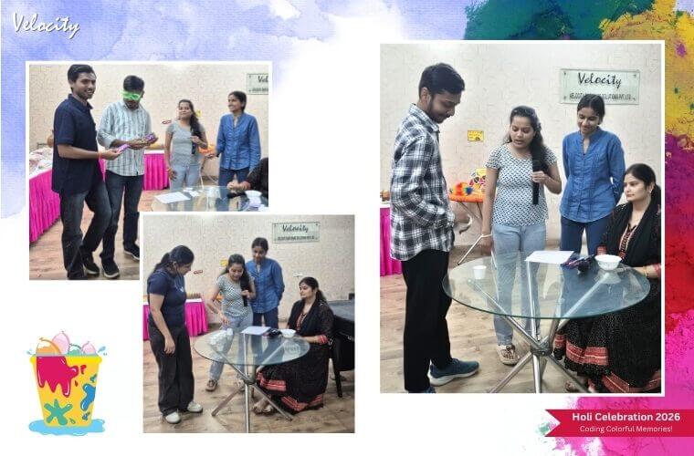 Team members laughing and engaging in interactive games organized to encourage team bonding and festive spirit.