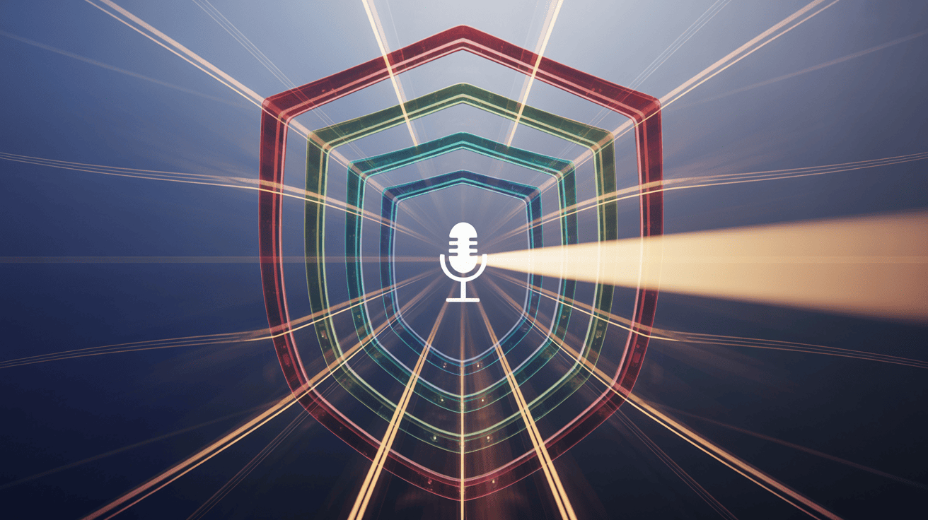 Layered voice AI guardrails intercepting prompt injection and voice cloning attempts