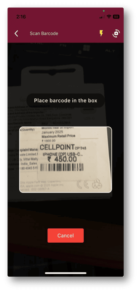 Barcode to Sheet: Standard Module (Entering Data by Scanning)