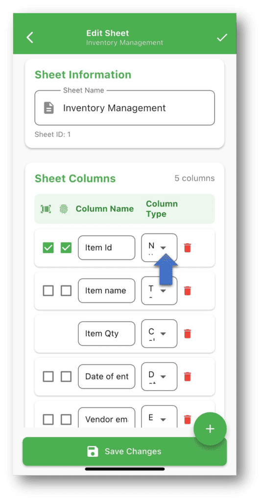 Barcode to Sheet: Pro Module (Column Type assignment)