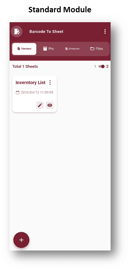 Barcode to Sheet: Standard Module