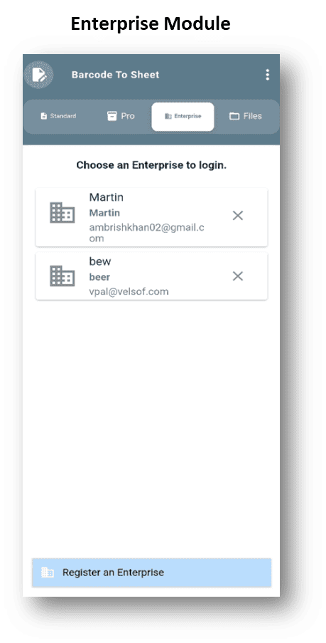 Barcode to Sheet: Enterprise Module