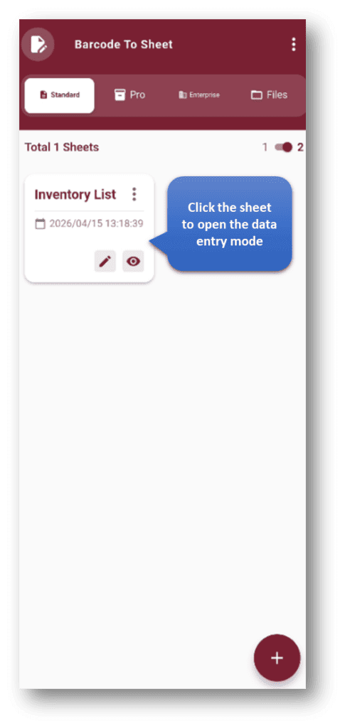 Barcode to Sheet: Standard Module (Enter data into sheet)