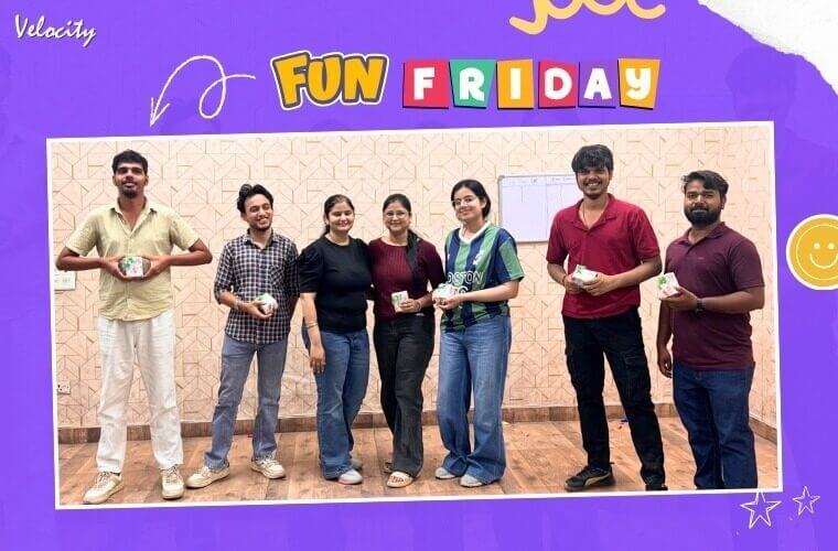 Employees enjoying a lively game and sharing laughs during Velocity Software Solution's Fun Friday on Saturday event.